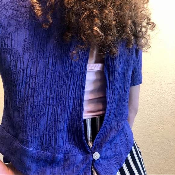 Vintage indigo button-down blouse - Picture 2 of 7
